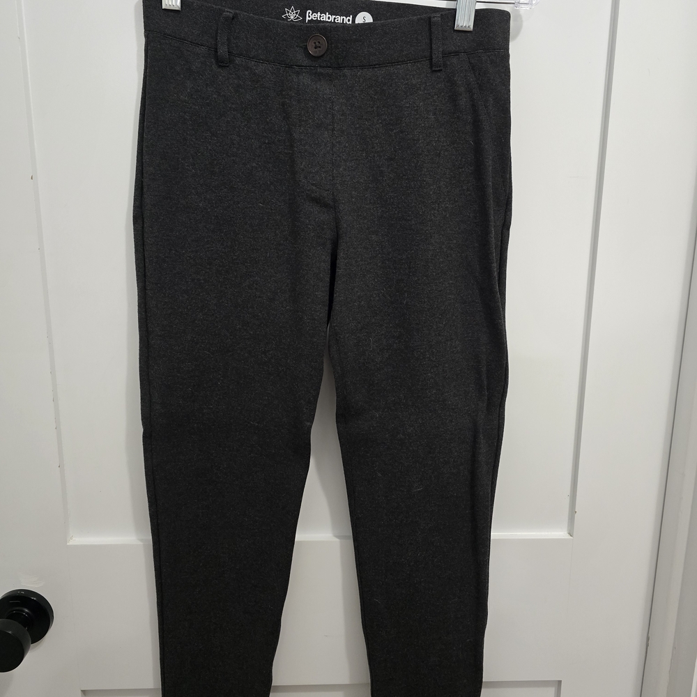 Betabrand Women’s Dark Charcoal Dress Pants - Tailored Straight